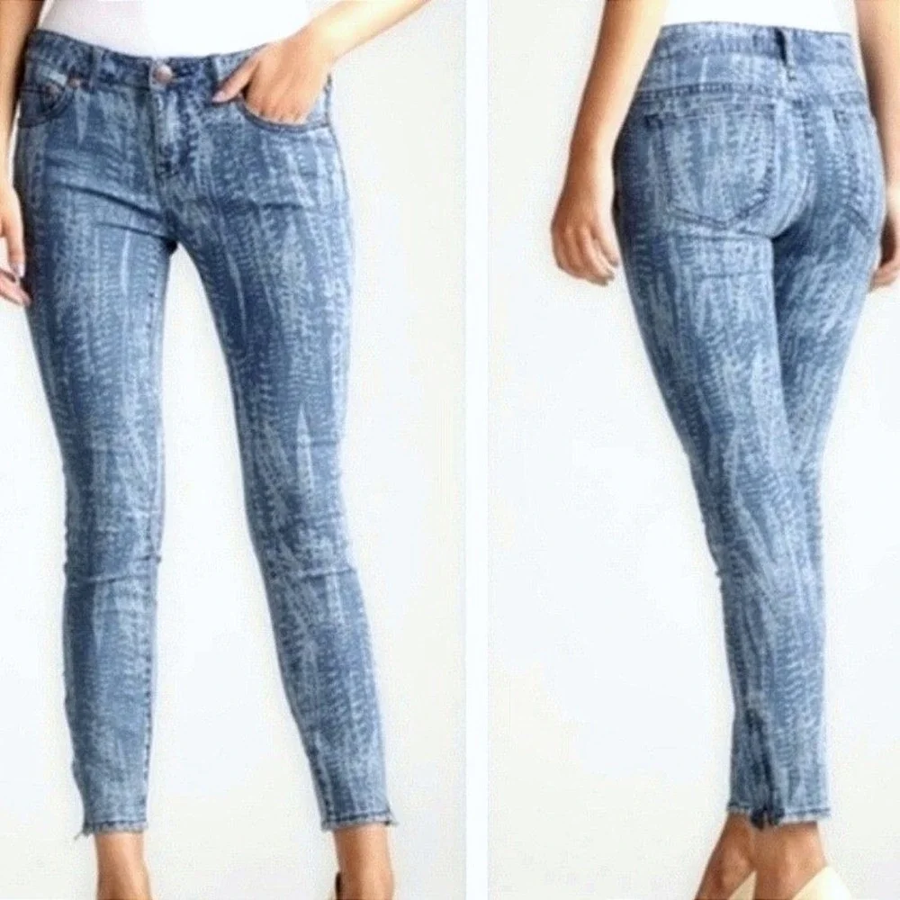 Free People Low Rise Blue Jeans Denim Skinny Pants Zip Ankles Womens 26 - Picture 1 of 16
